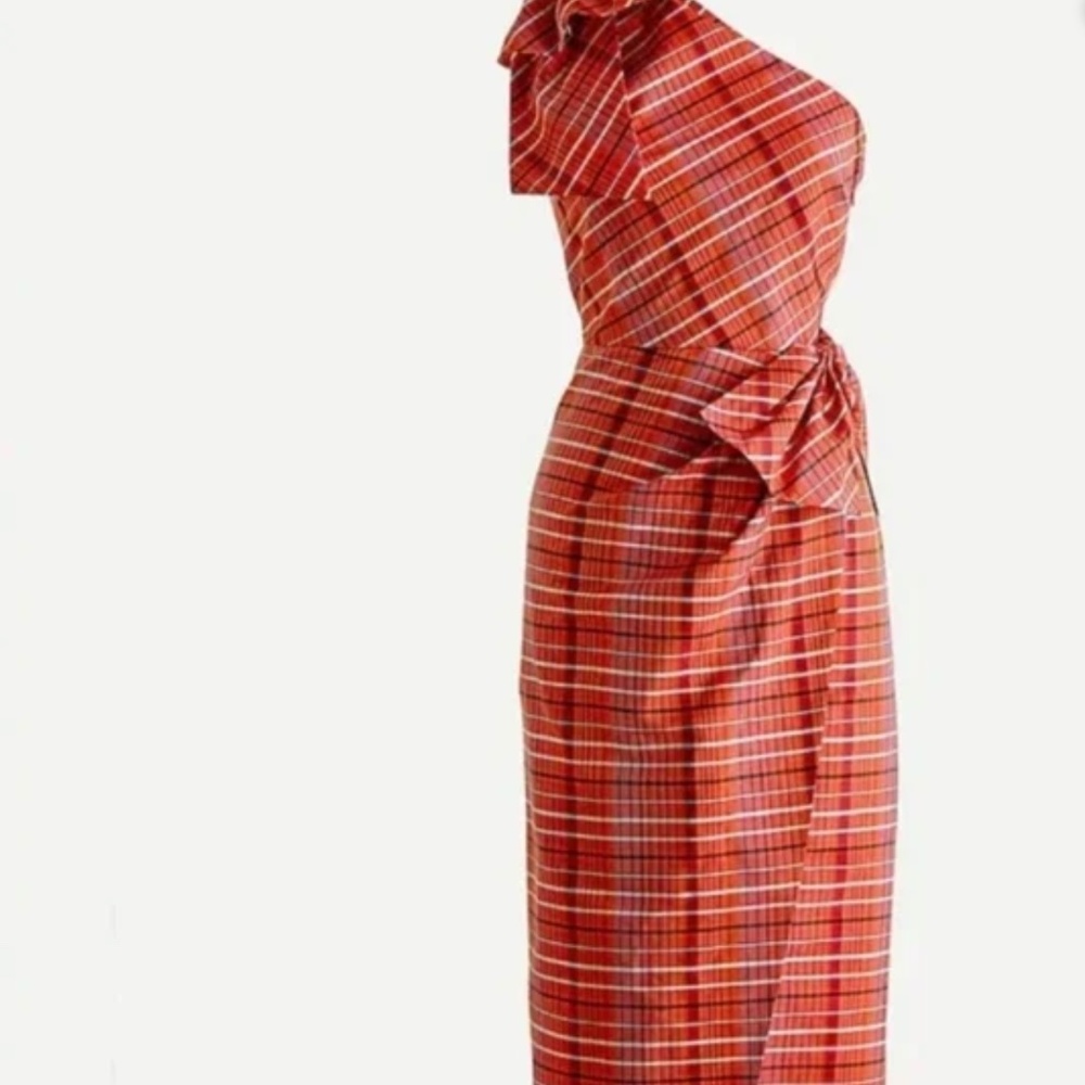 J. Crew One Shoulder Plaid Cocktail Dress